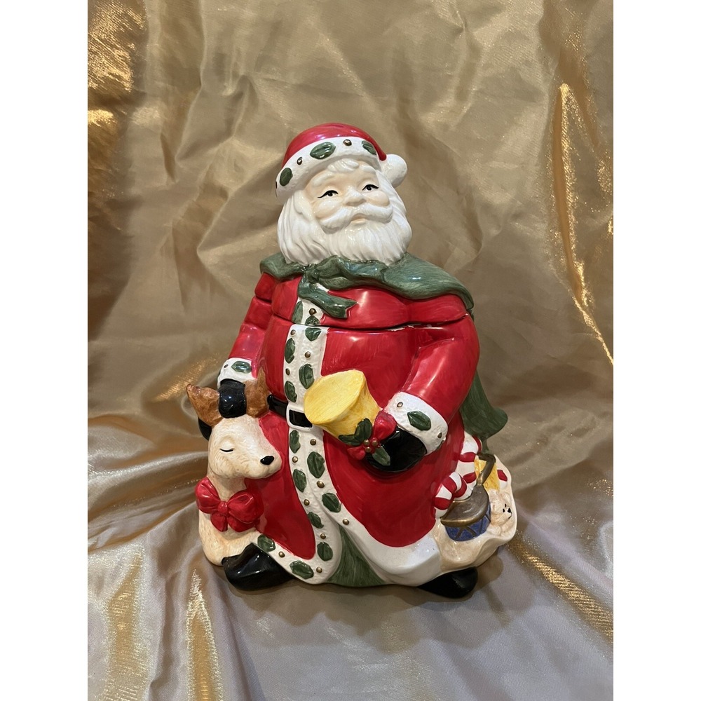Grand Howard Assoc. 1993 Ceramic Cookie Jar Santa Reindeer Christmas